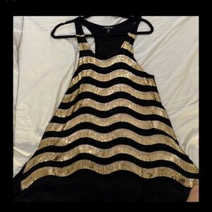 Bebe Black and Gold Sequin Top